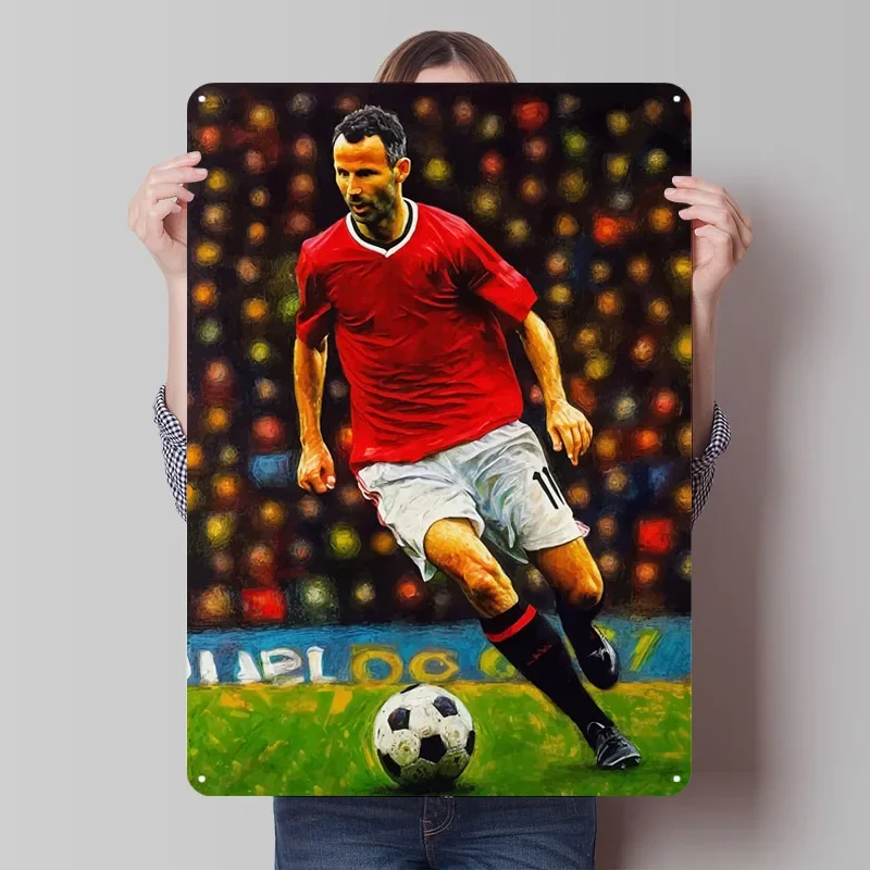 Ryan Giggs Football Art Sign Спортивный плакат Настенный декор Пользовательские металлические жестяные вывески для настенного художественного украшения Предметы домашнего декора Ретро комната