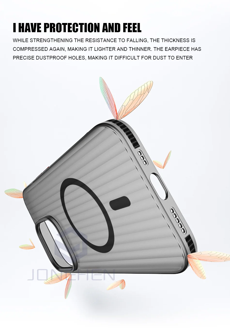 Corrugated Pattern Non-slip Bumper Magnetic Wireless Charge Case For Magsafe For iPhone 16 15 14 13 17 Pro Max Hard Matte Cover