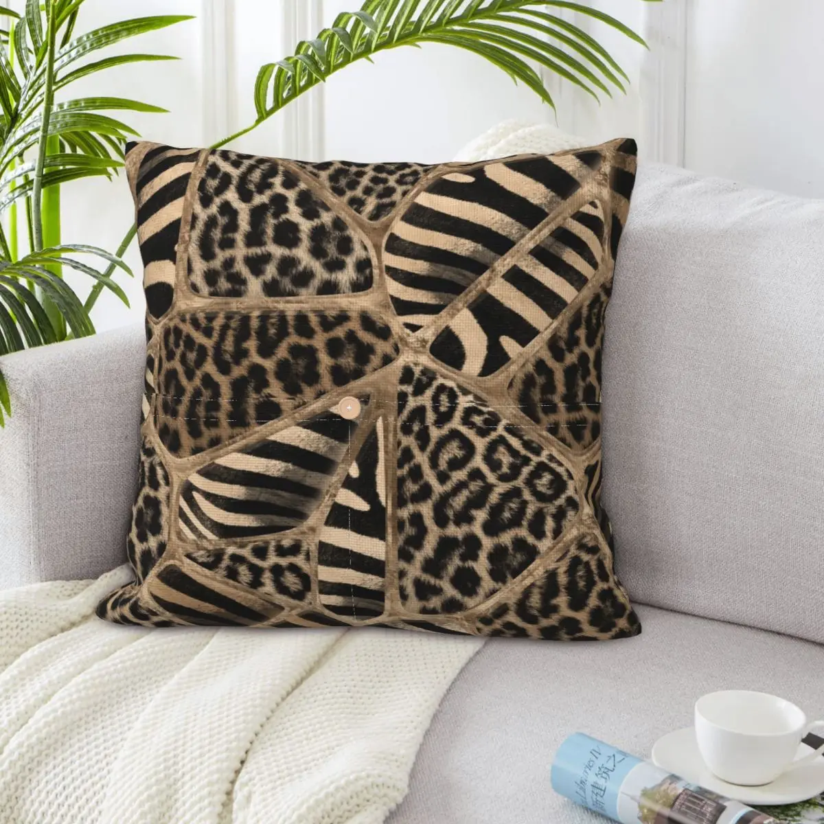 Animal Print - Leopard And Zebra Square Linen Pillowcase Cushion Cover Polyester Decor Bed Home Comfort Throw Pillow