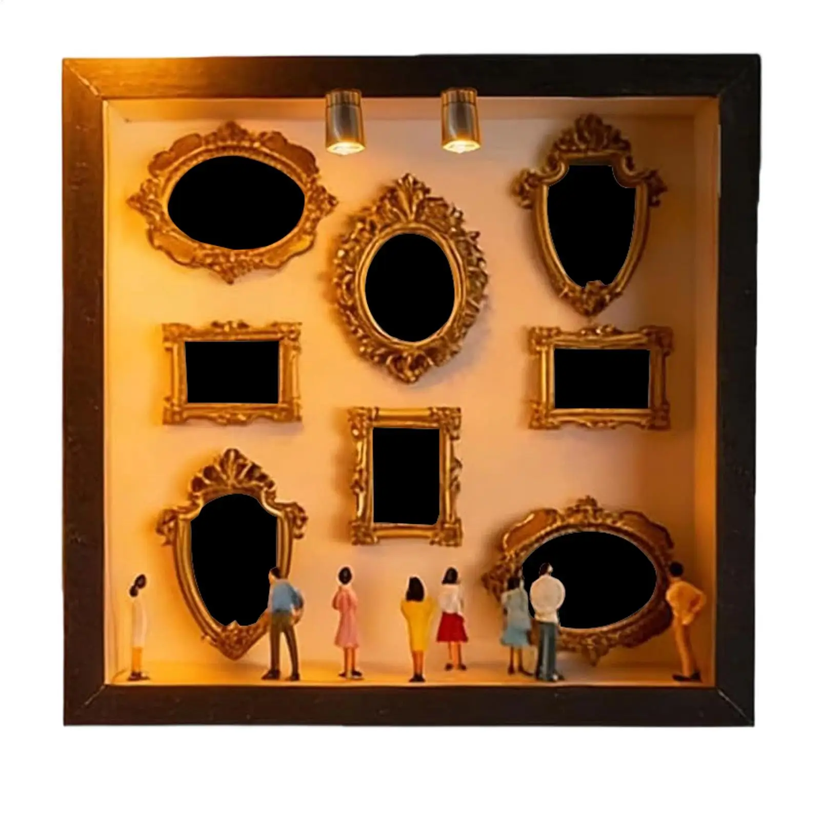 Miniatur-Museumsrahmen aus Holz mit Figuren für Heimdekoration, DIY-Bastelset für Erwachsene, Wanddekoration, Bibliothek, Zimmer, Geburtstagsgeschenk