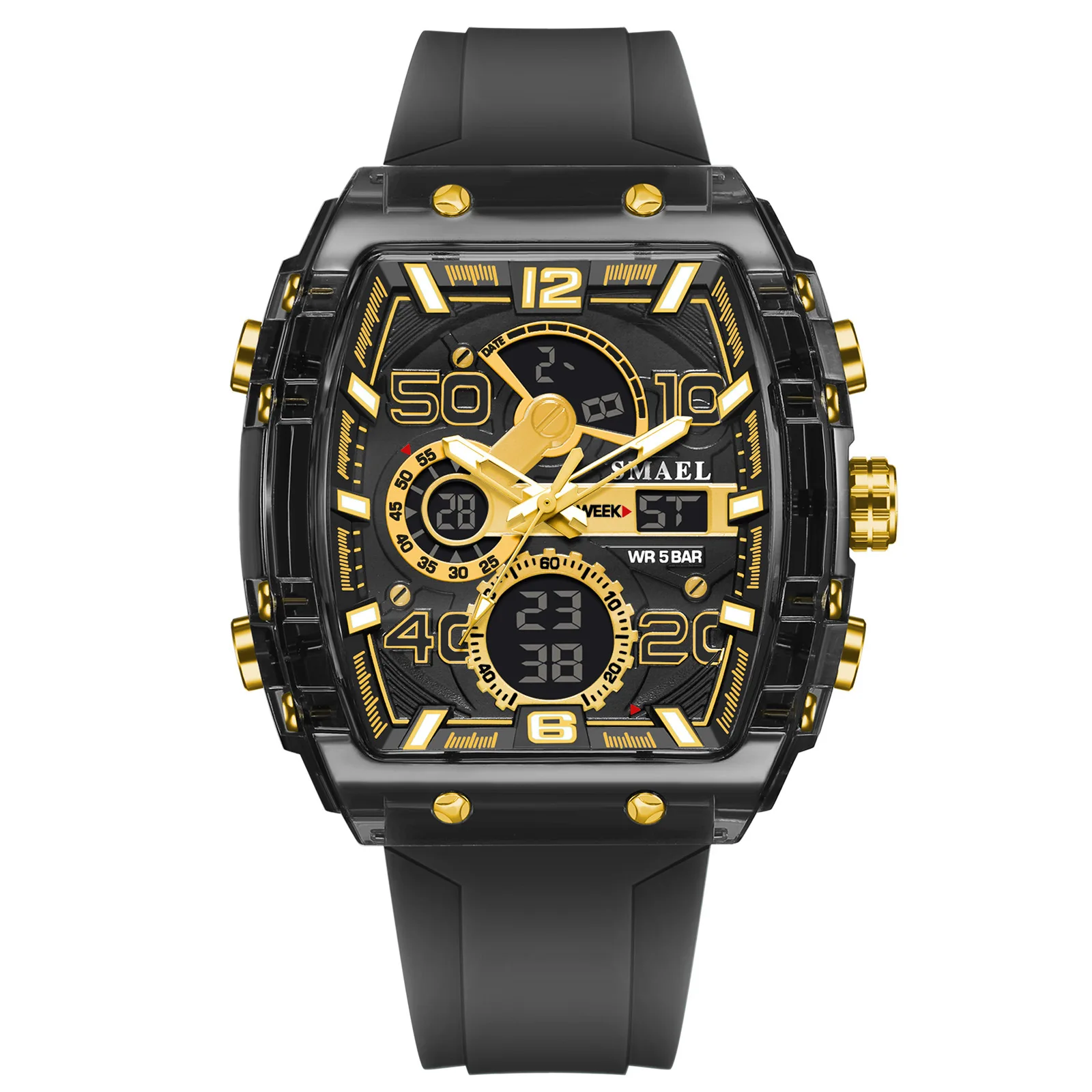 SMAEL 8109 Nouvelle Montre Pour Hommes Sport Multifuncional 50M Étanche Doble Display LED Veilleuse Estudiante Electrónica