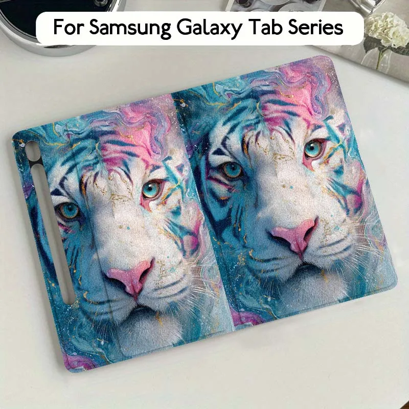 

Tiger Popular Art Flower For Samsung Galaxy Tab S9 S10 S6 S7 S8 FE Plus Lite Inch Foldable Cover Tablet Case