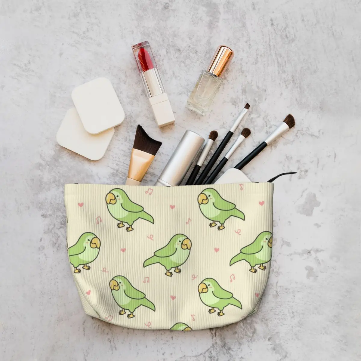 Retro Artistic Corduroy Little Parrot Be Makeup Bag Cotton Bag Handbag Storage Bag Women's Handbag Bag