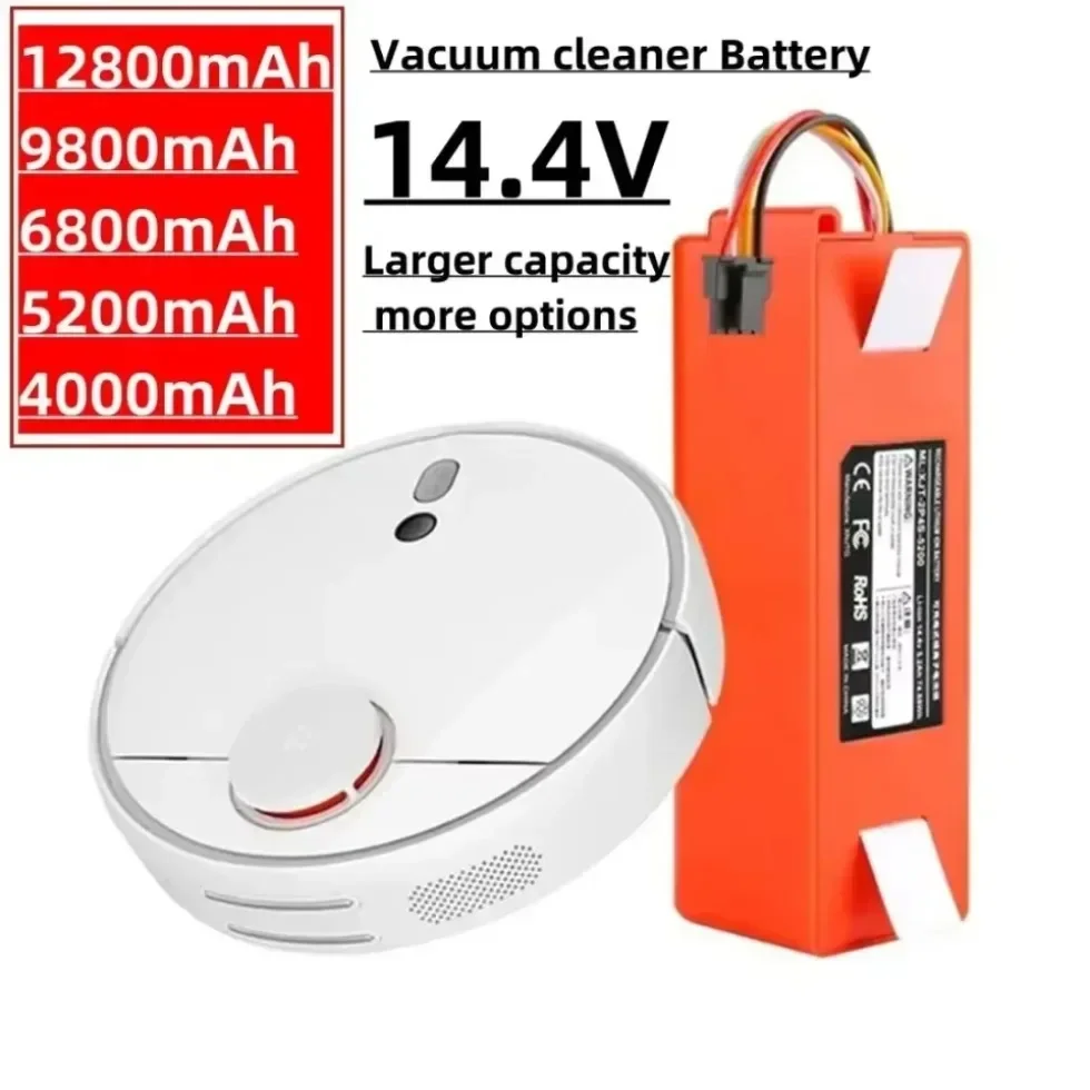 Latest 14.4V 12800mAh 18650 Li‑ion Replacement Battery with Connector for Xiaomi Roborock S50 S51 T4 T6 Robot Vacuum Cleaner