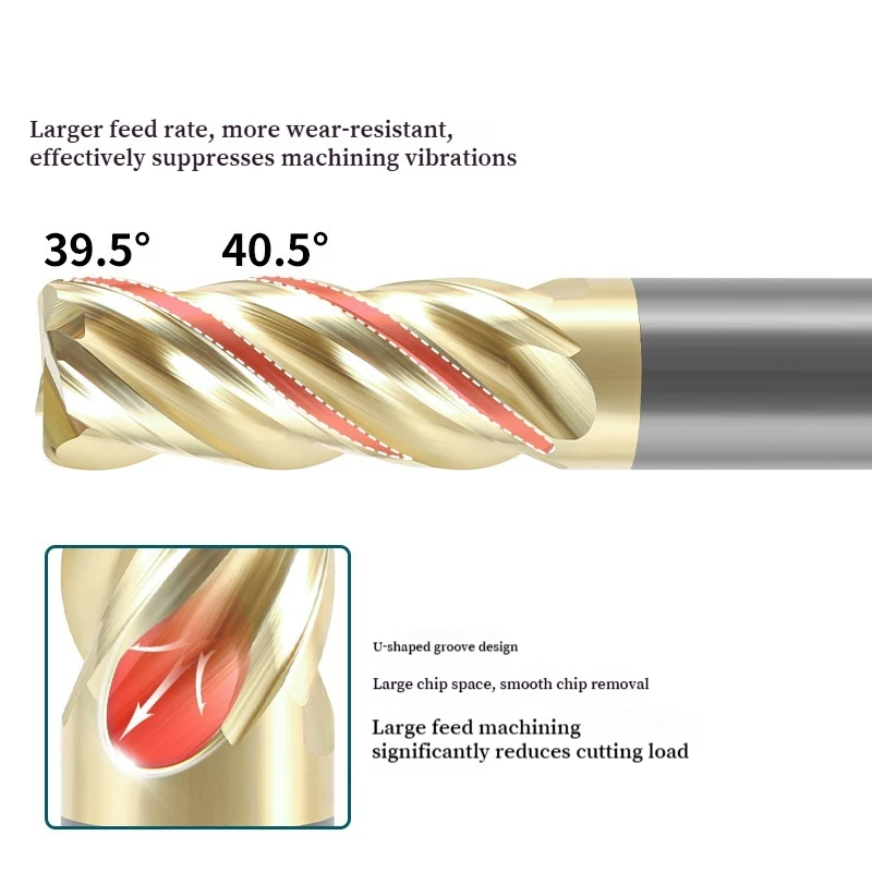 HRC 68 Bullnose End Mill 4 Flutes R0 5 R1 Carbide CNC Tool for Stainless Steel Titanium Alloy