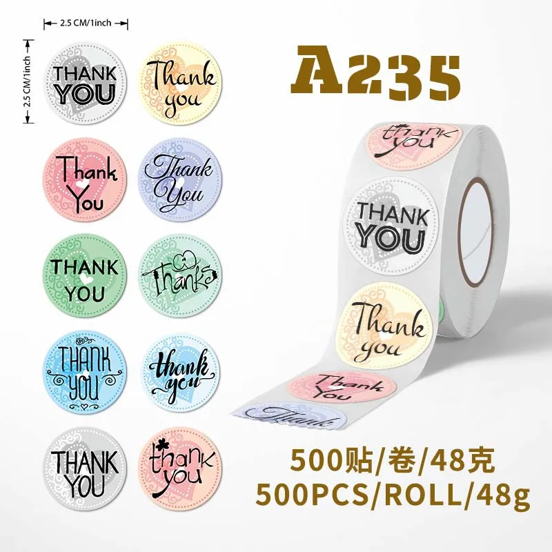 500pcs Multiple Options Thank You Stickers Self Adhesive Sealing Labels Gift Packaging Envelope Stickers Decor Aesthetic Sticker