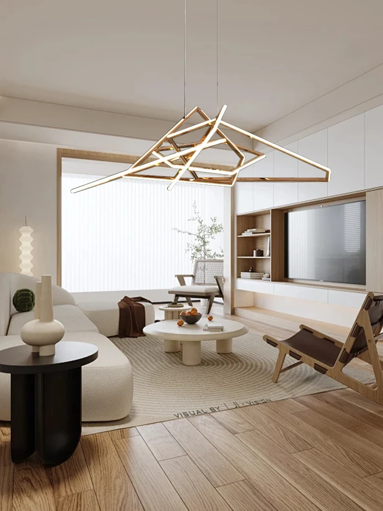 Gold Creative Triangle Ceiling Chandelier Modern Minimalist Stainless Steel Hanging Lamp Italy Designer Luxury Lighting
