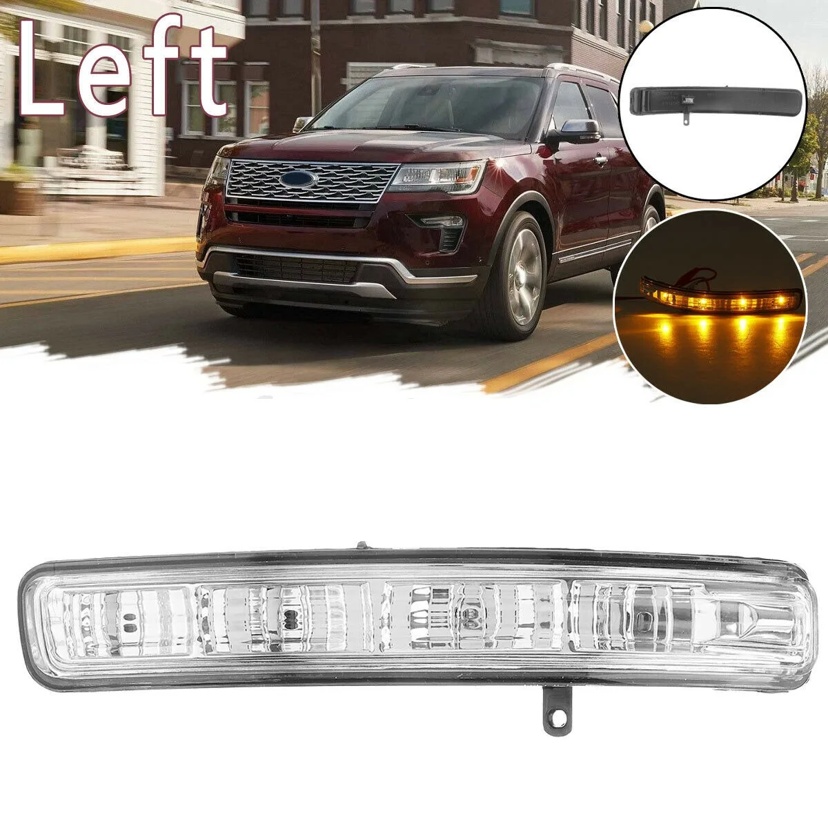 Carro Turn Signal Blinker Lâmpada, Side esquerdo Espelho de Luz, Fit para Ford Explorer 2011-2018 BB5Z-13B375-A BB5Z13B375A