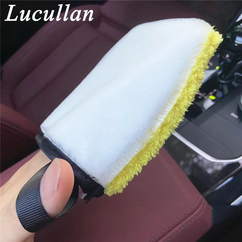 Lucullan 4th Interior Scrubbing Mitt One Side Brush-like Bristle,The Other Yellow Terry Clothes