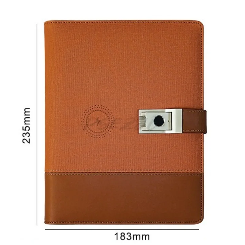 Libro portatile con password per impronte digitali da ufficio, ricarica wireless, disco U, password, taccuino aziendale a fogli mobili