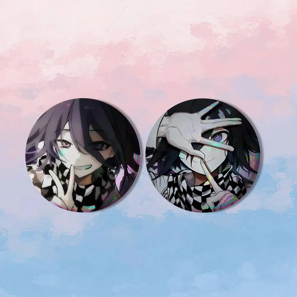 D-Danganronpa Kokichi Oma HD Print Round Lapel Pins Pretty Derby 2 piece set Round Display Brooches Brooch Badges