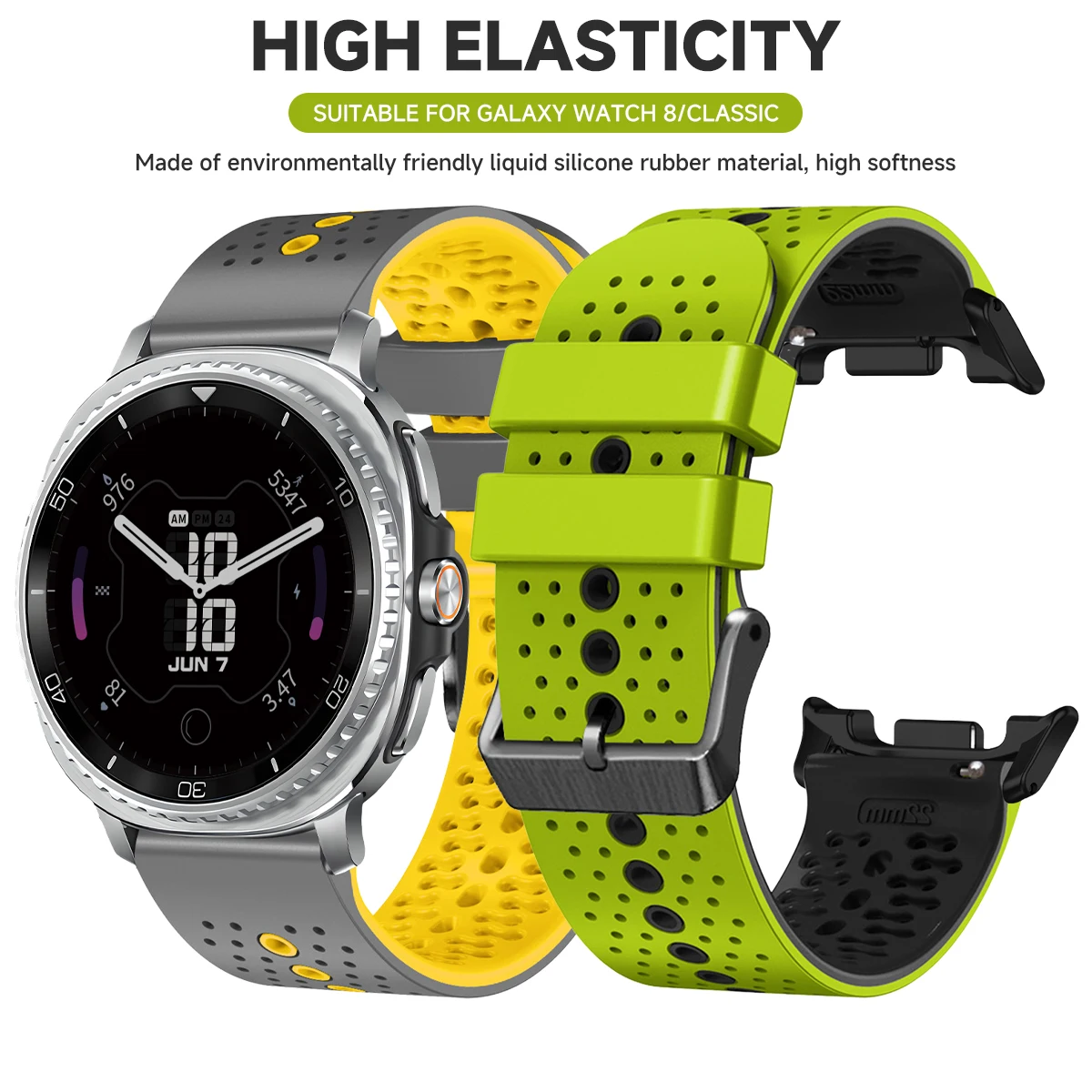 Breathable Silicone Strap for Samsung Galaxy Watch 8/8 Classic 46mm Two Color Sport Band for Galaxy8 40 44mm Smartwatch Bracelet