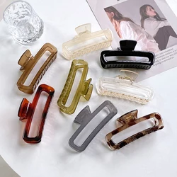 2023 Fashion New Large 12.6CM Rectangle Hollow Out For Women Girls Hair Clips Headwear Big Resin Beautiful Hairpins Accessories