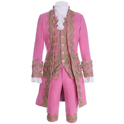 Victorian King Prince Costume For Adult Men Top Vest Jacket Coat Blazer Suit Stage Theater Cosplay Outfit Pants Jabot Tie