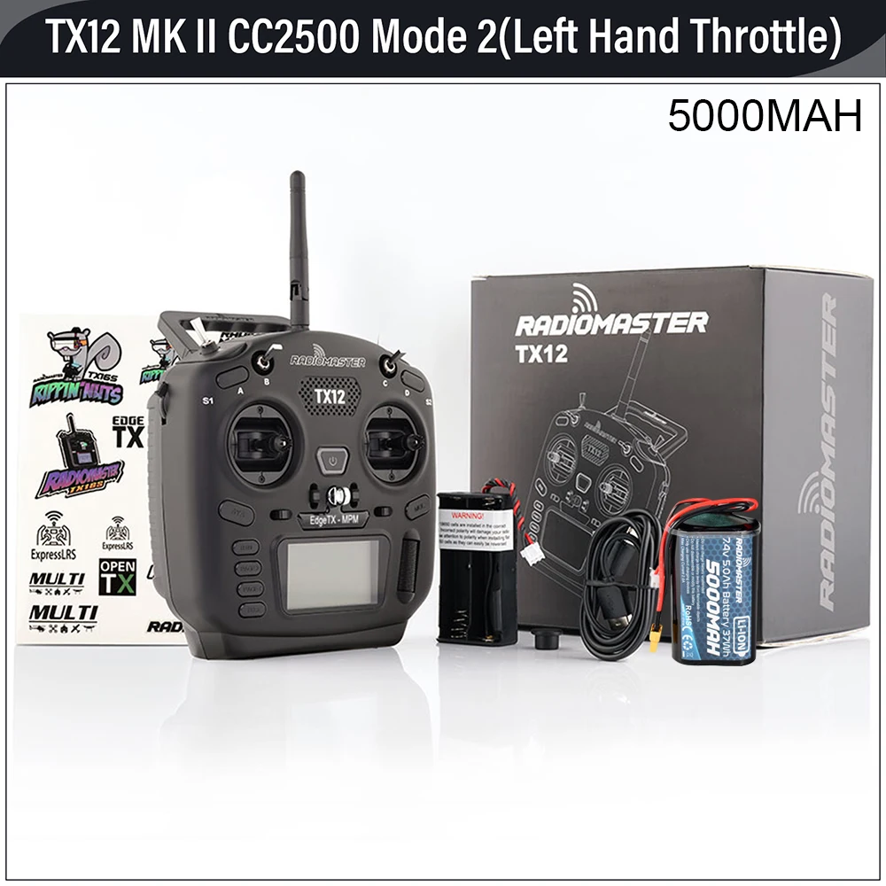 

RADIOMASTER TX12 MK II Radio Controller CC2500/ELRS EdgeTX OpenTX 2.4GHz 16CH Hall Gimbals Digital Radio Control Transmitter