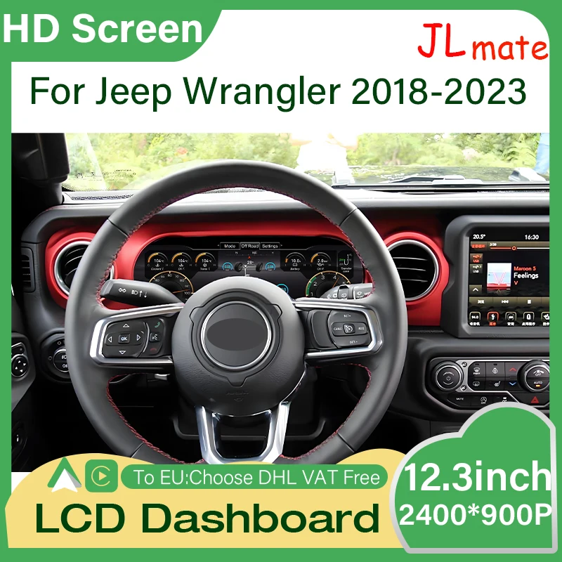 12.3-inch Car LCD Cluster Instrument Dashboard Virtual Cockpit Panel For Jeep Wrangler 2018-2023 virtual cockpit dashboard