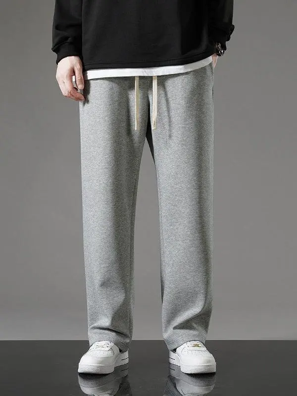 

Мужские повседневные утепленные прямые спортивные брюки на флисовой подкладке, осенне-зимние, новые, в гонконгском стиле, свободные, модные брюки