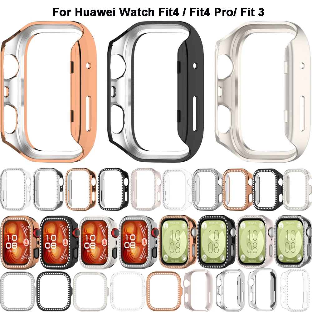 Bling PC Protector Case For Huawei Watch Fit 3 Crystal Case For Huawei Watch Fit4 Fit 4 Pro Cover Protective Shell Hard Bumper