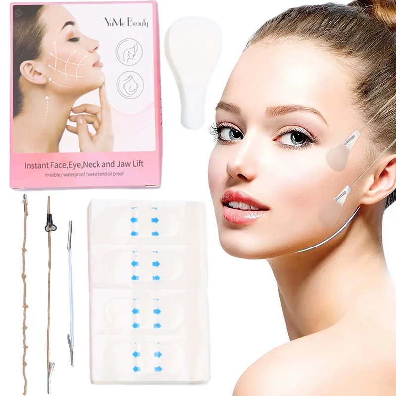 เทปยกกระชับใบหน้า 160 ชิ้น/ชุด, เทปยกกระชับคอแบบใส, เทปยกกระชับใบหน้าแบบมองไม่เห็น, เทปยกกระชับใบหน้ารูปตัววี, เทปยกกระชับใบหน้าแบบทันที