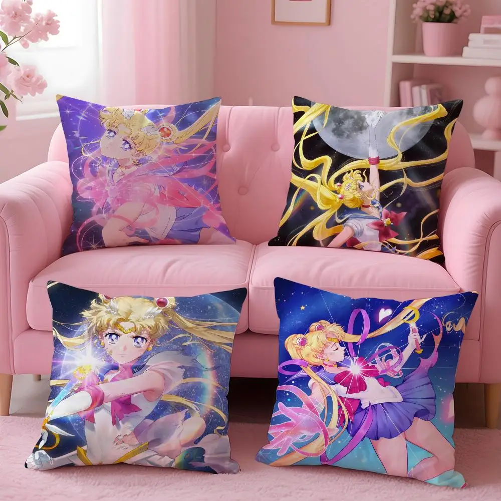 Sparkly Magical Pretty Sailor Moon Cushion Cover Color Pillow Shell For Bedroom Living Room Home Couch Decor