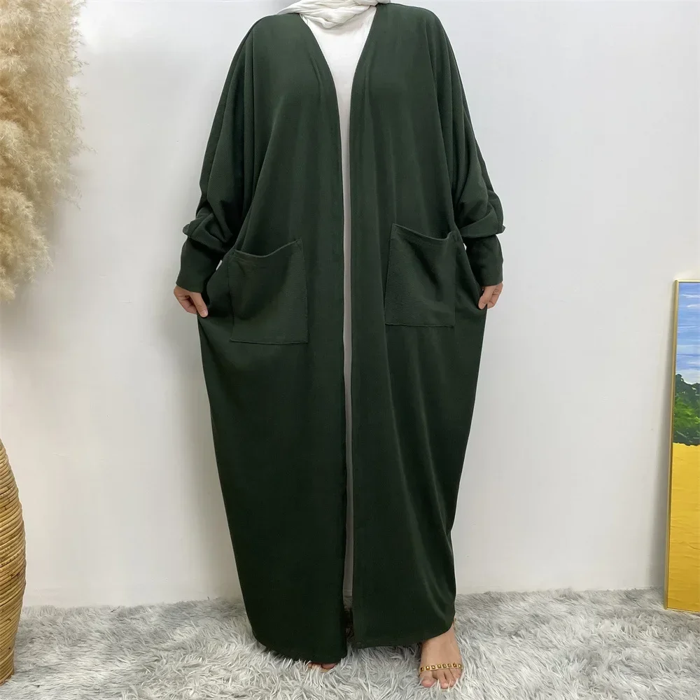 Eid Abayas pour femmes dubaï turquie caftan musulman Kimono Cardigan Ramadan Robe Jalabiya Robe Femme Musulman robes Robe de poche
