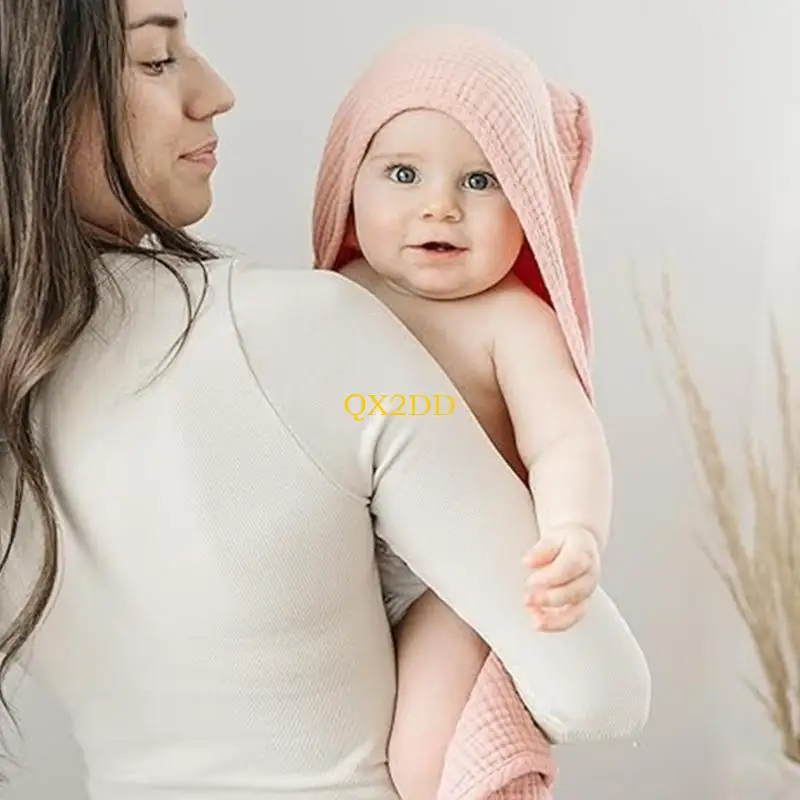 QX2D toalla bebé con capucha gasa de algodón súper suave absorbente - imagen 4