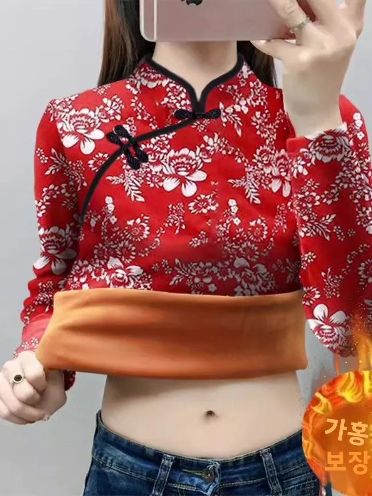 超ソフトフリース裏地付き厚手ハイカラー女性用ベースシャツ冬ファッション新作プラスサイズお腹カバー痩身大型サイズ