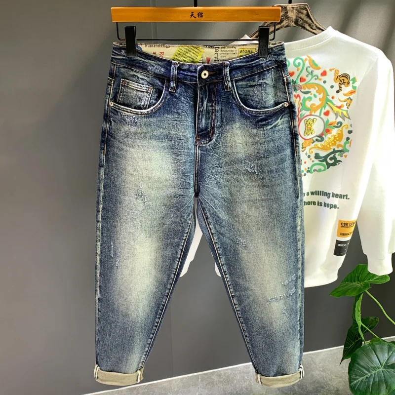High Street Fashion Brand Retro Washed Jeans Men's Loose Wide Leg Leisure Street Handsome Hip Hop Versatile Harem Pants