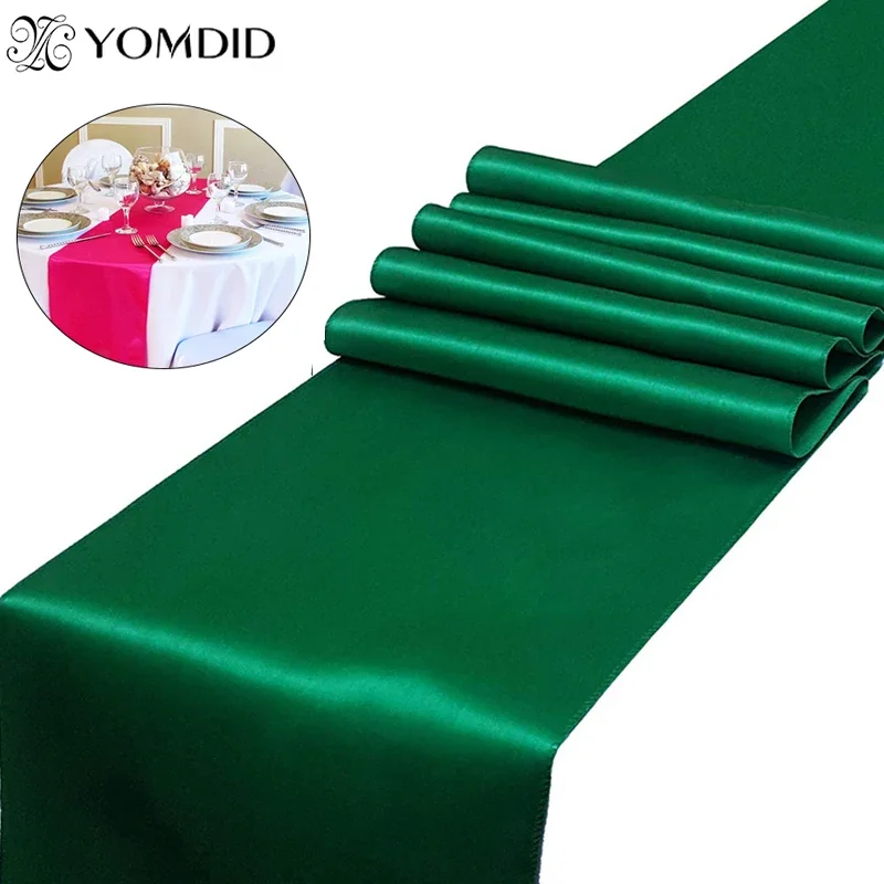 

1pcs Solid Color Satin Table Runner Quality Table Cover For Home Wedding Banquet Festival Party Catering Hotel Table Decoration