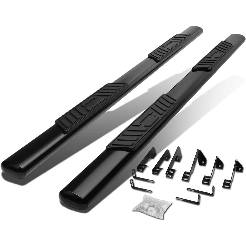 

5 Inches Oval Tubing Side Step Nerf Bar Running Board Compatible with Silverado Sierra 1500 2500 3500 HD Crew Cab 01-14, Mild S