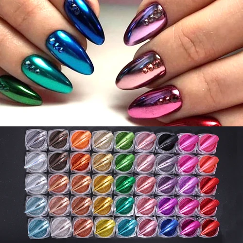 24/26/45 colores polvos de uñas cromados oro plata efecto espejo metálico Material holográfico de brillo de uñas para suministros de manicura