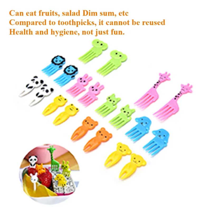 10pcs Mini Animal Fruit Fork Cartoon Children Snack Cake Dessert Food Pick Toothpick Bento Lunches Party Decor Random Color - view 4