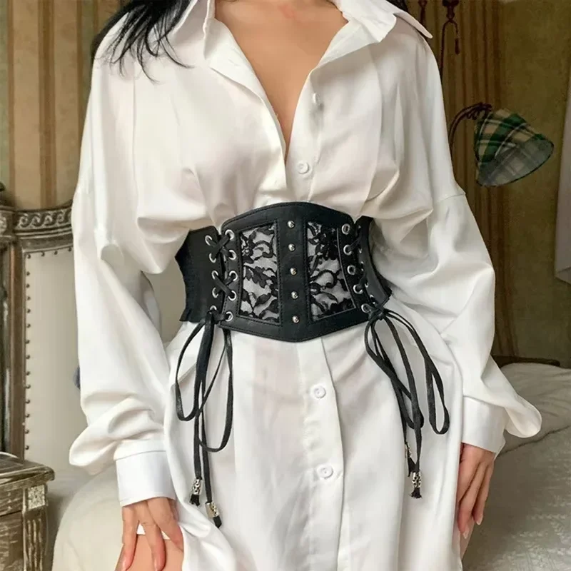 Damskie paski do gorsetów z elastycznej koronki w stylu retro Cummerbunds Goth Punk Dress Gorsetowy pasek dla kobiet na koszuli Sukienka Pas Cors — zdjęcie 2