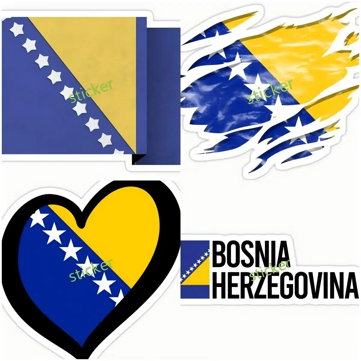 

Bosnia and Herzegovina Flag sticker Waterproof Simple Decals Car Door Protector Funny cratch-Proof Decor