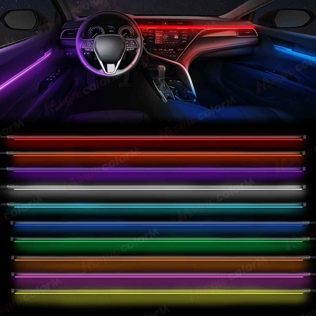 EL Wire Car LED Ambient Light Car Interior Decorative Lamp For Universal DIY Flexible Hidden Cuttable Colour Acrylic Strip 110cm