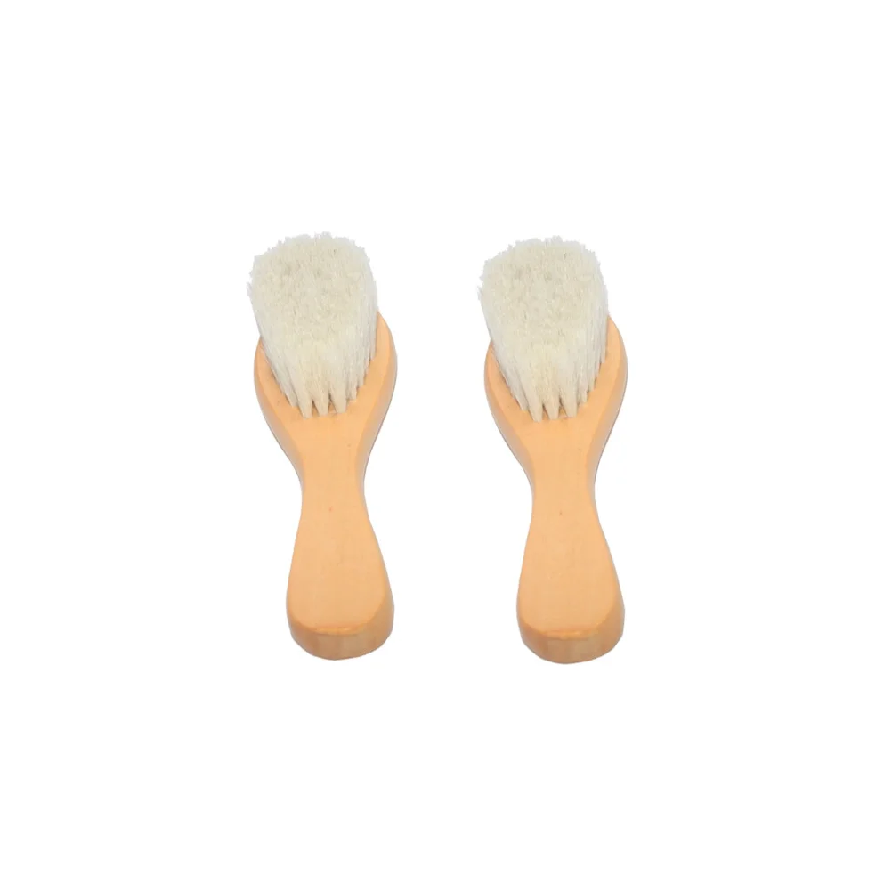 

2Pcs Baby Hair Brush Wooden Handle Wool Brush Set Baby Bath Cleaning Tool Soft Scalp Massage Hair Washing Tool