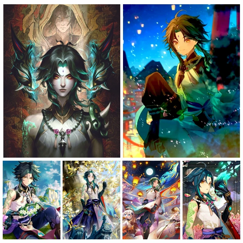 

Genshin Impact Xiao Character Full Diamond Painting AB Drills Fantasy Chinese God Anime Crystal Rhinestone Handcraft Home Decor