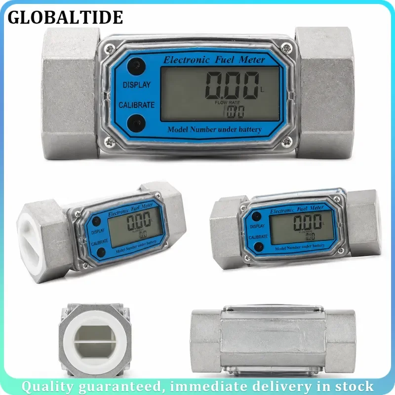 Electronic Digital Flowmeter 1 1.5 2 Inch Water Fuel Oil Flow Meter 10-100gpm 38-380Lmin High Precision Liquid Gas