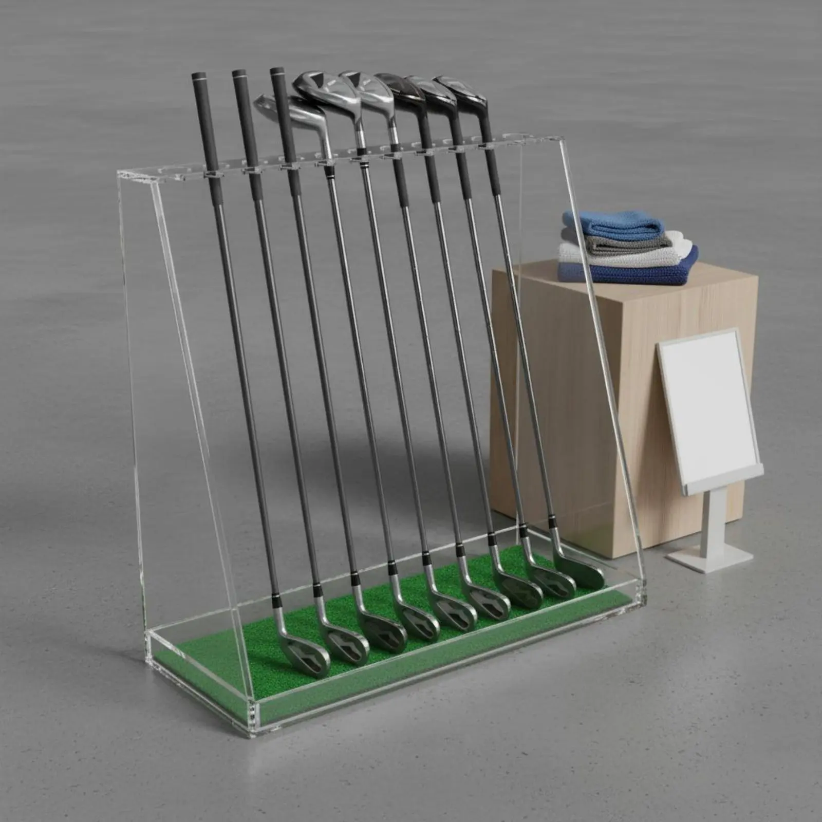 Acrylic Golf Club Rack Easy to Clean Transparent Club Holder Golf Storage Stand Thick Board Holds 13 Clubs for Indoor