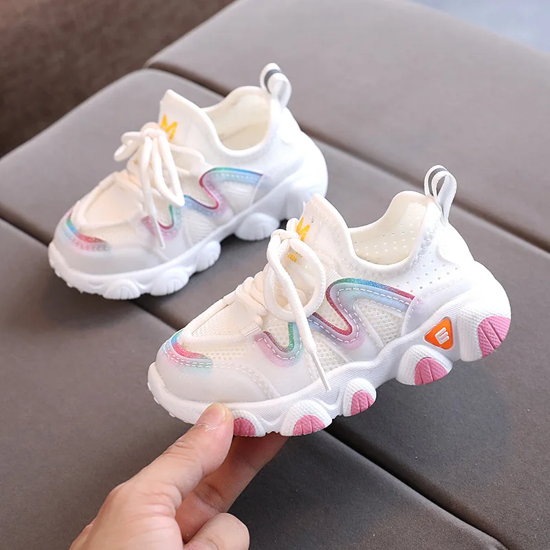 2022 atmungsaktive Kleinkind Jungen Turnschuhe Stretch Stoff Modische Baby Laufschuhe Rosa Schule Mädchen Sport Schuhe Turnschuhe
