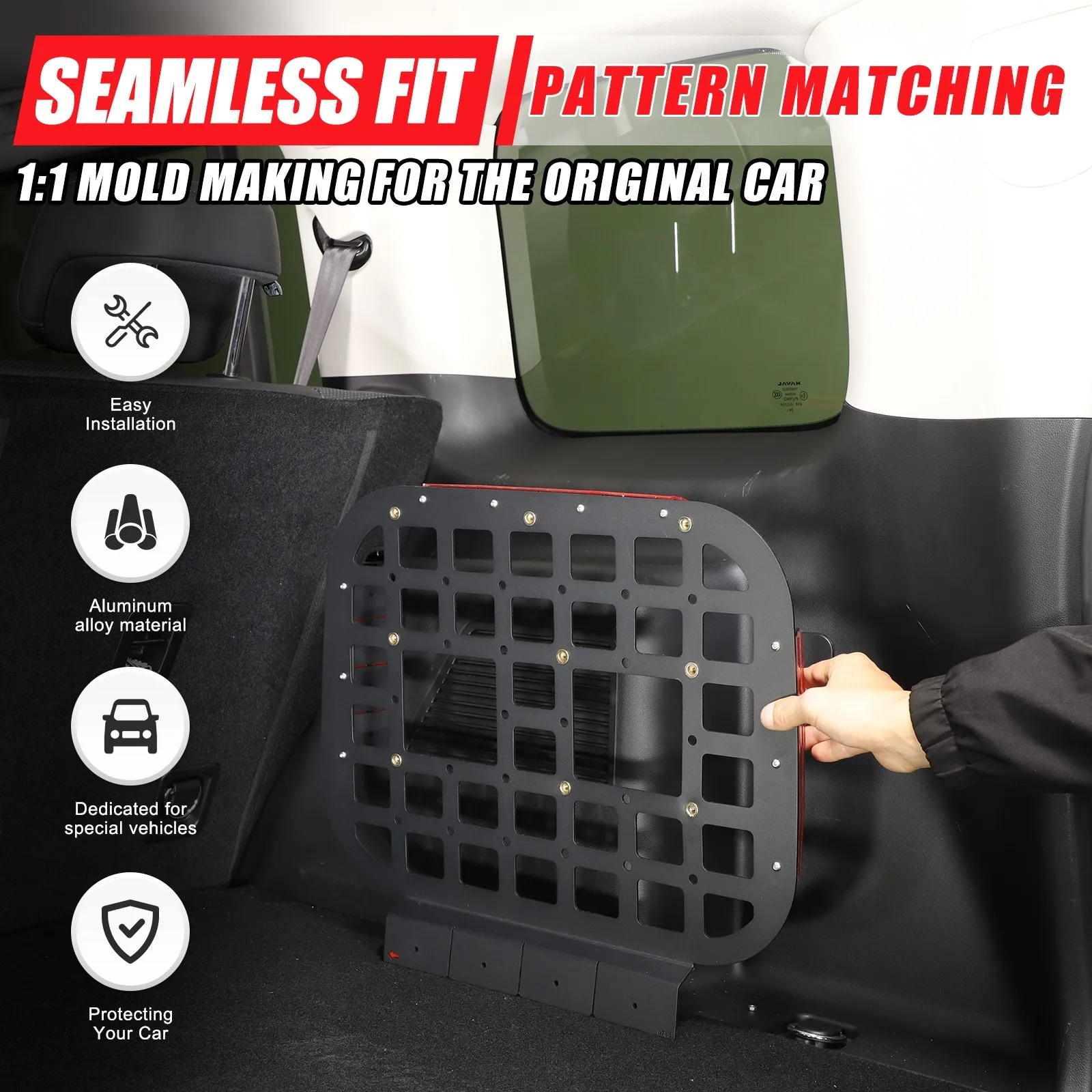 

Aluminum Alloy Car Trunk Side Window Molle Panel Multipurpose Storage Shelf Rack Kit For Haval H9 2024-2026 Accessories