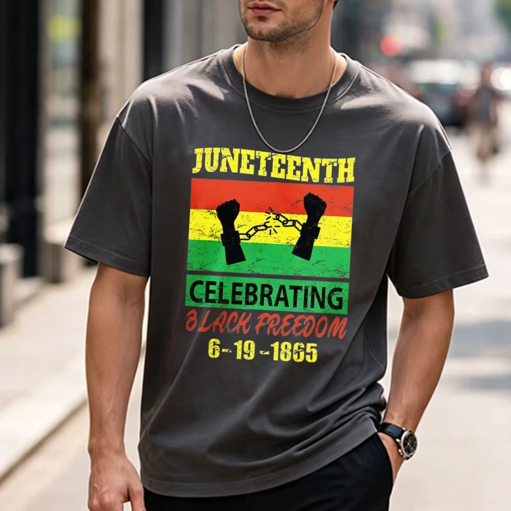 Juneteenth Celebrating Black Freedom 1865 Flag Cotton T-Shirt Unisex T-shirt Harajuku Y2k Top Women Clothes Graphic T Shirts