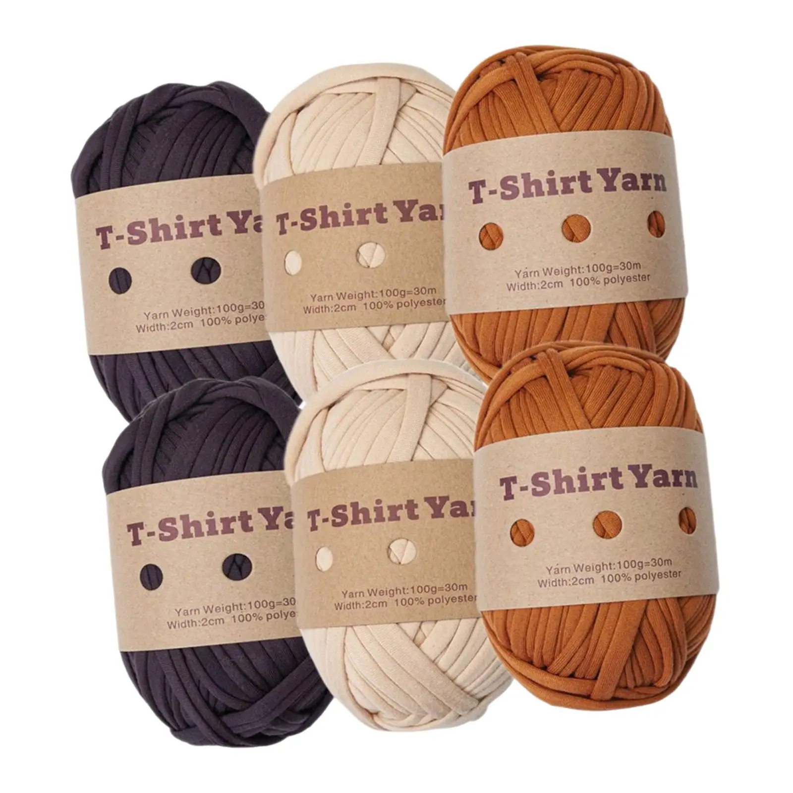 

6x Knitted Yarn T-shirt Yarn Fabric Cloth Yarn for Macrame Craft Carpets