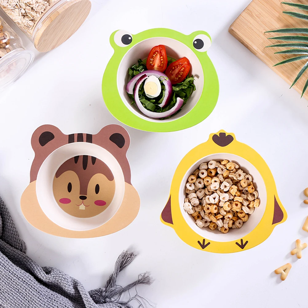 

Eco Bamboo Fiber For Kids Unbreakable Child Dishes Lightweight Kids Bowl Camping Picnic Bowl Fun Design Bright Colors Holds
