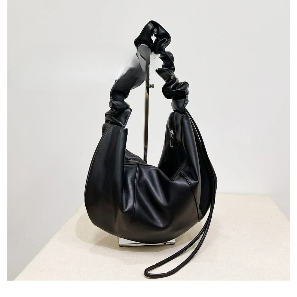 

French Single Shoulder Crossbody Bags Korean Style Chic Retro Pleated Cloud Versatile Texture Underarm Bag