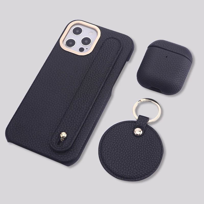 Luxury Imitation PU Leather Phone Case Card Holder Heart Set Free Combination iPhone11 12 13ProMax Airpods