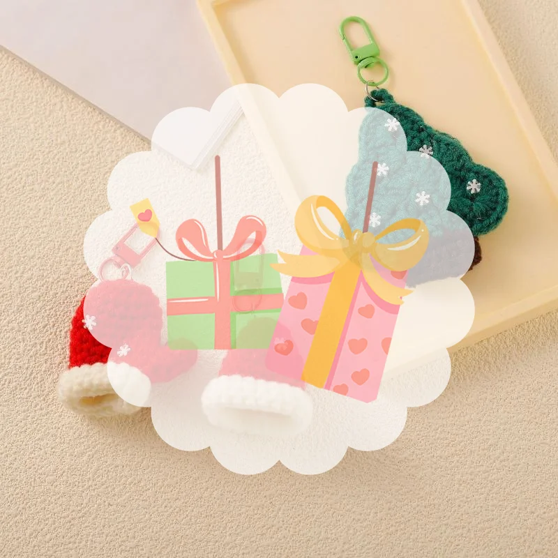 Christmas Bag Charm Keychain Cartoon Colorful Christmas Tree Santa Hat Key Accessory Backpack Pendant Xmas Gift