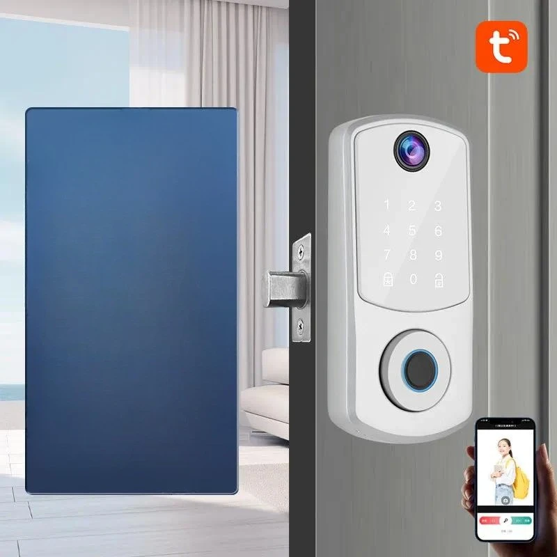 TTLock Bluetooth Smart Fingerprint Deadbolt Lock Password WiFi Remote Indoor Wooden Door Smart Wooden Door Lock