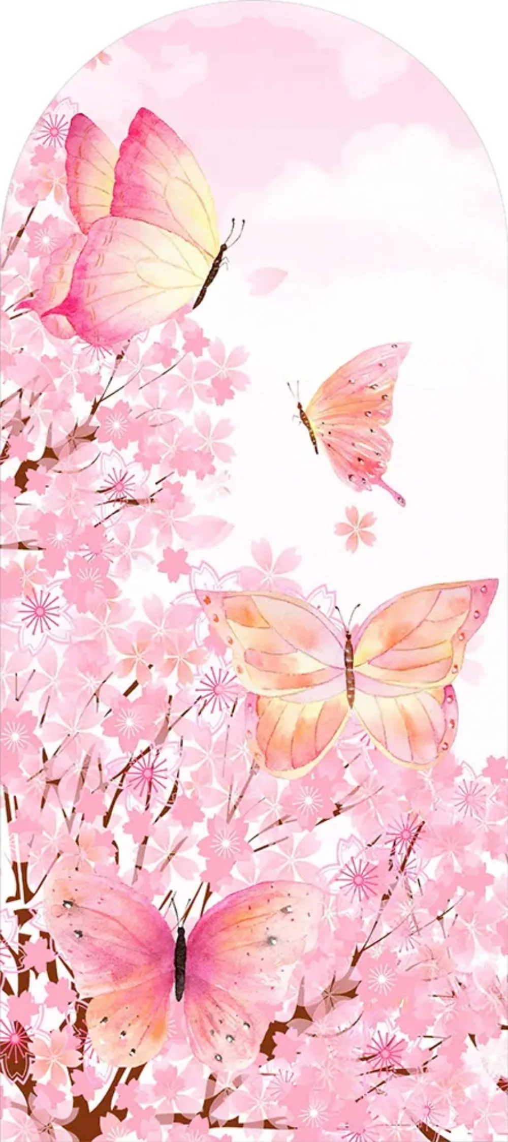 Quinceanera Dress Party Arched Wall Pink Sweet 15 16th Birthday Arch Backdrop Cover Flower Butterfly Background Decor