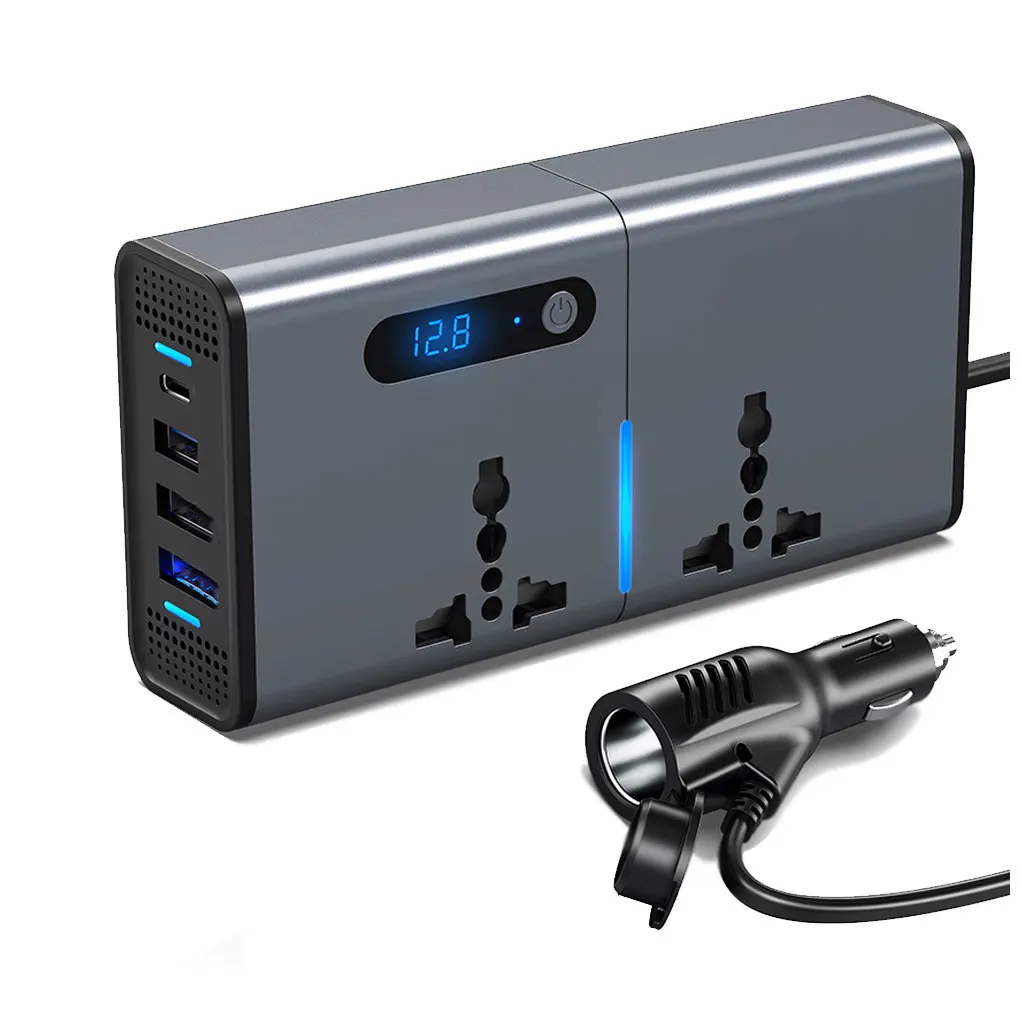 

Car Inverter DC 12V to AC 220V 200W Auto Converter Type-C USB Fast Charging Car Inverter Charger Adapter Car Power Inverter